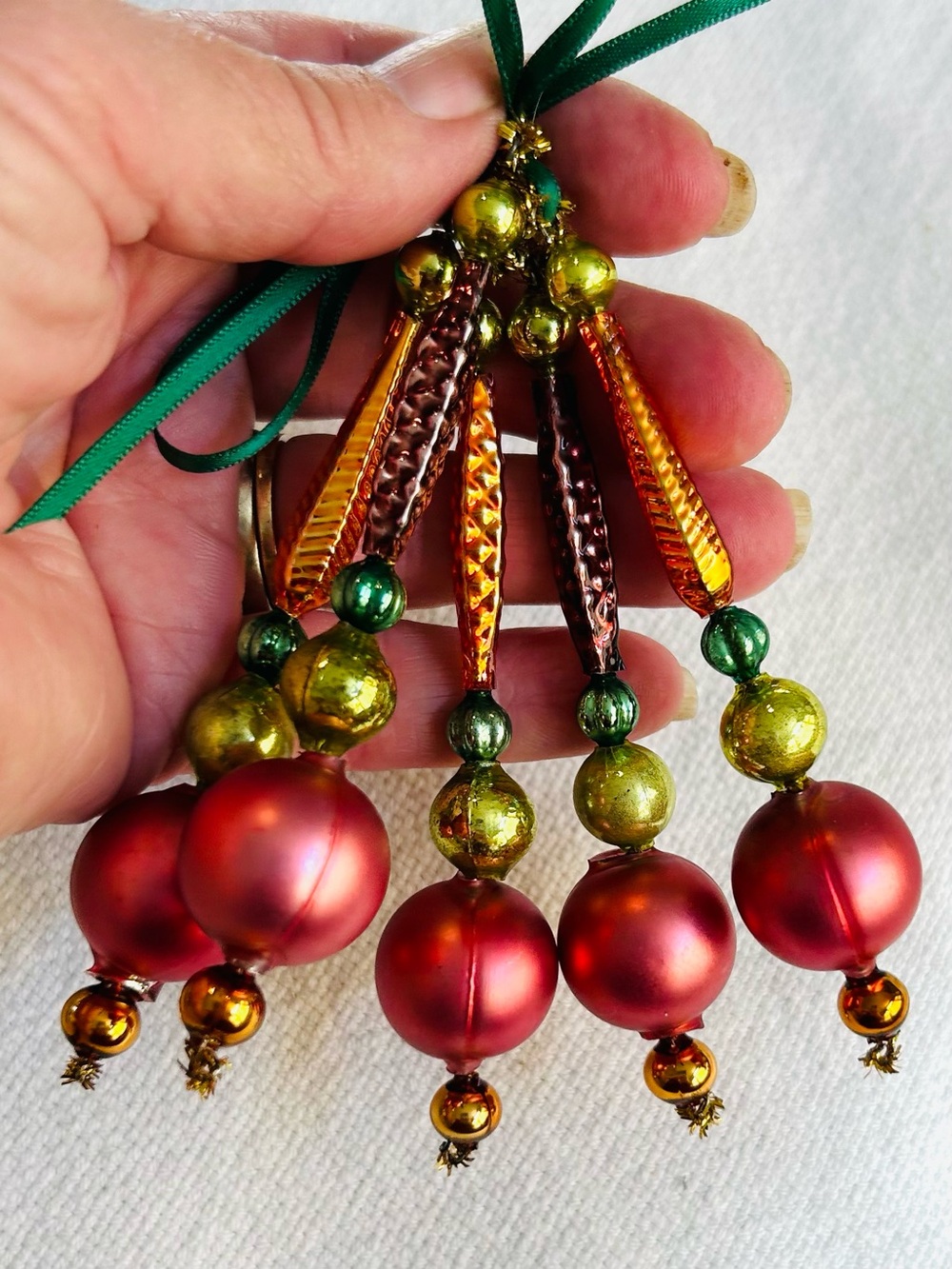 🍁 mini Vintage Repurposed  Fall Halloween ornaments, mercury Glass bead icicle